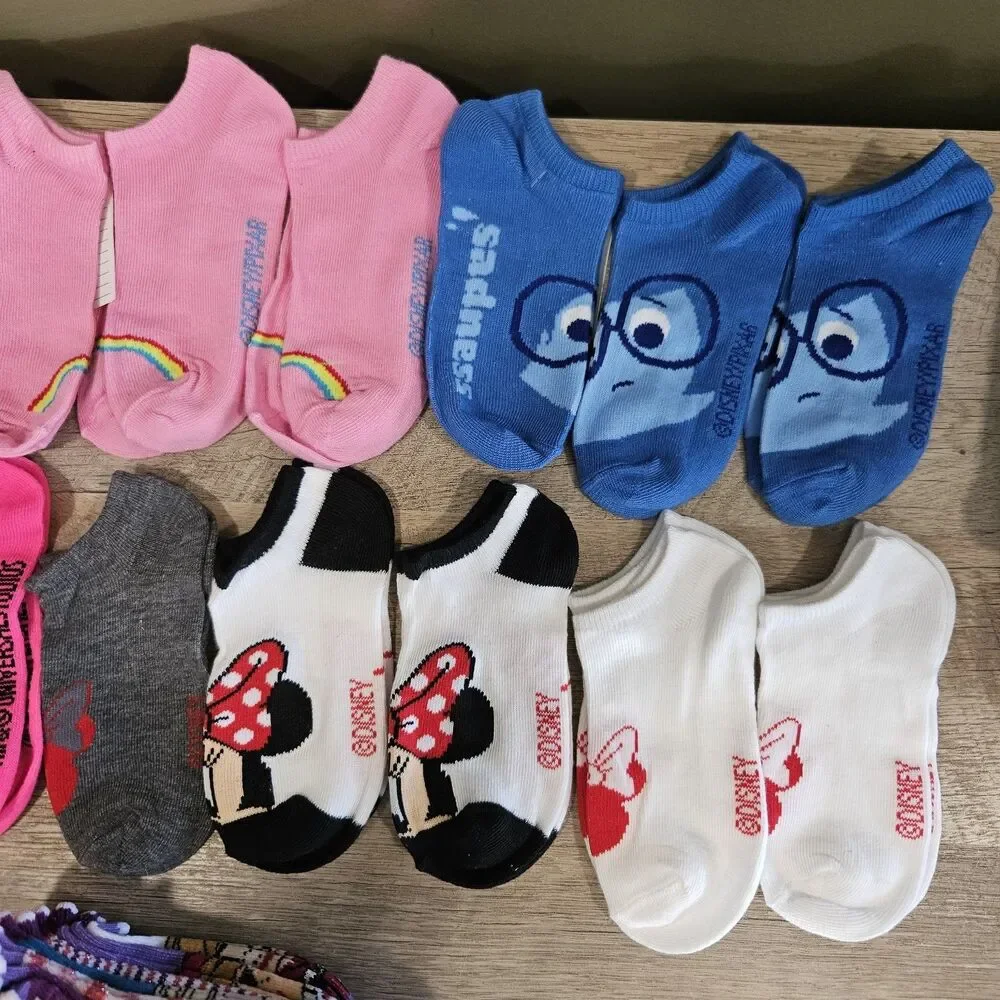 Girl Socks *SAMPLES* 20 Pairs Size 6-8 years Disney Frozen Minnie Inside Out